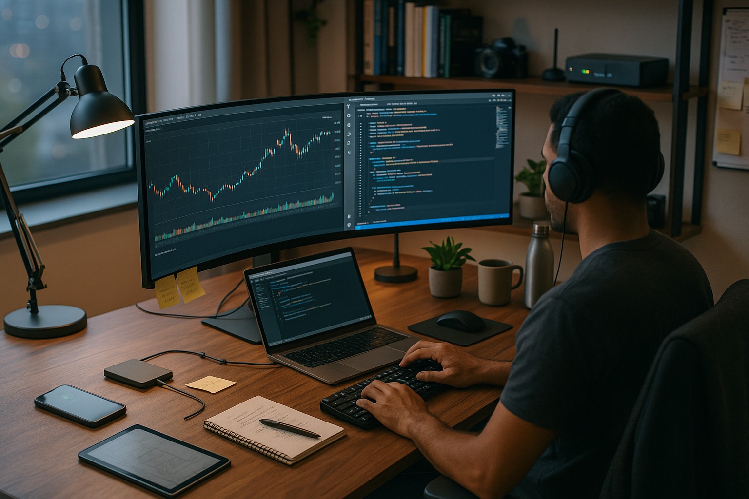 Developer working at a workstation